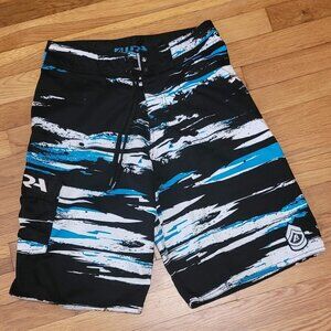Lira Board Shorts Men's 30 Black Blue White Abstract